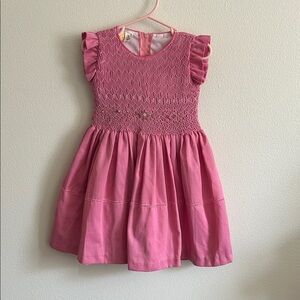 Fernanda Charming Pink Girls Smocked Embroidered  Dress Size 1